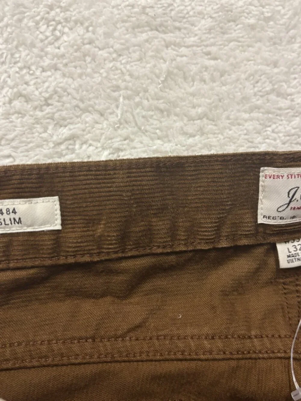 J. Crew 484 Slim Fit Corduroy Pants Mens Size 33x32 Brown Fine Cords Trousers